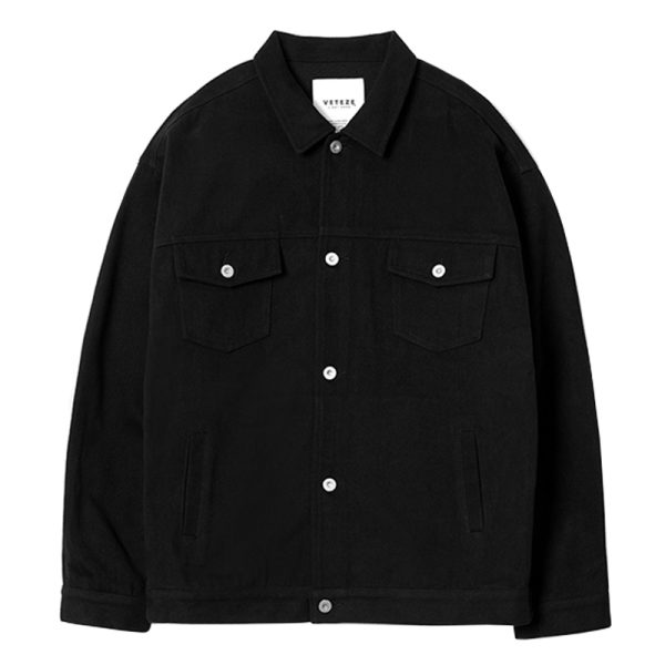 Washed Peach Trucker Jacket (Black)
