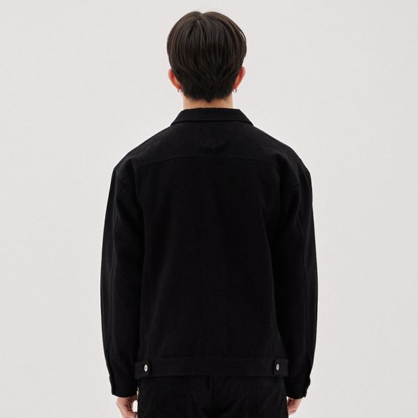 Washed Peach Trucker Jacket (Black)：圖片 5