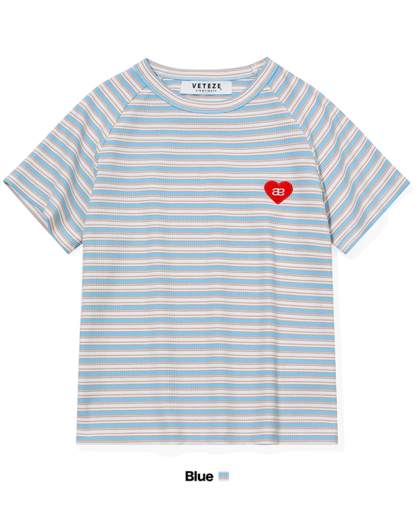 AUBEA STRIPE HEART TENSION T  (BLUE)：圖片 5